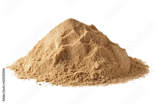 A heap of desert sand stands alone on a transparent background.