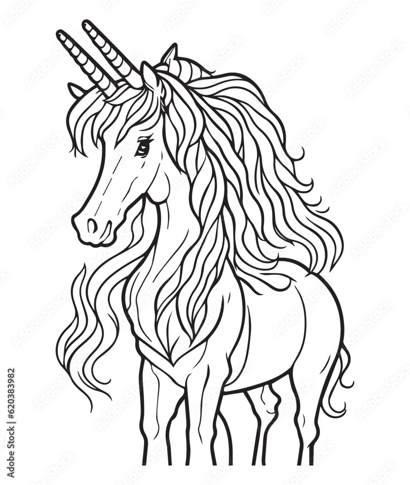 Cute Unicorn Coloring Pages for Kids. unicorn adults coloring page ...