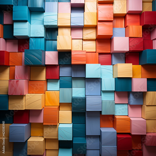 Colorful Blocks Wall Background Generative AI
