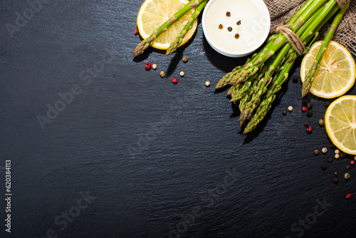 asparagus on a dark surface food background
