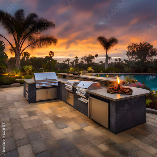 Luxury-style custom outdoor kitchen & living space designs