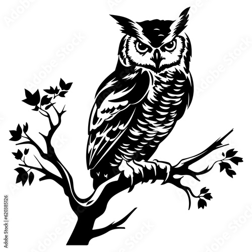 Owl silhouette  Owl mascot logo  Owl Black and White Animal Symbol Design  Bird icon.