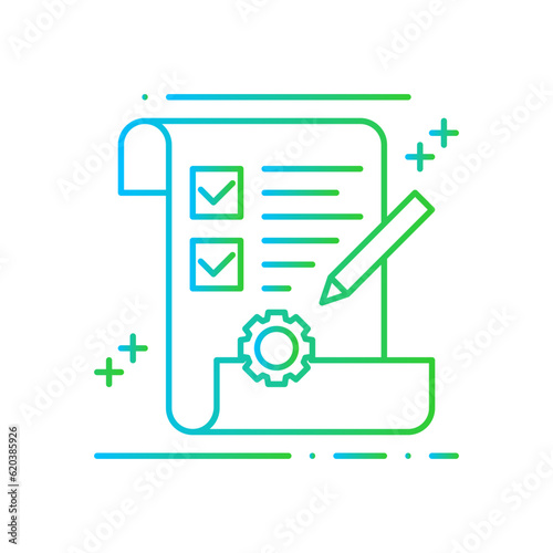 Project Plan Business and Finance icon with blue and green gradient style. business, management, illustration, design, outline, concept, office. Vector illustration © SkyPark
