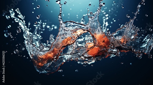 water splash with bubbles and water droplets