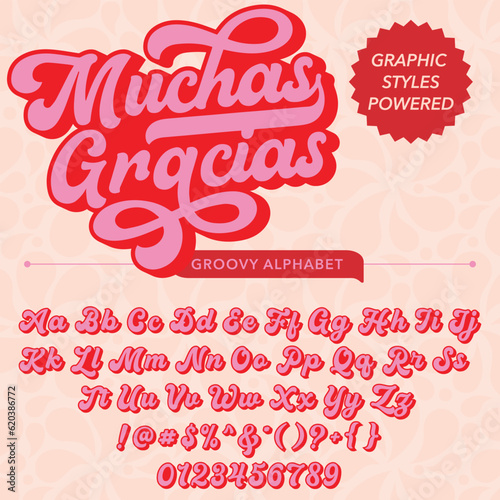 Abstract groovy Retro Script Font Template