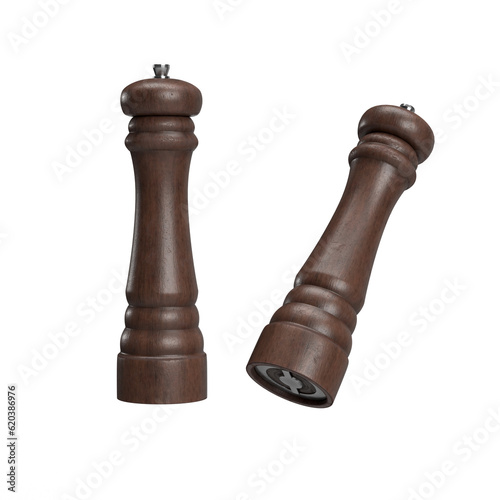 two wood pepper grinder illustration