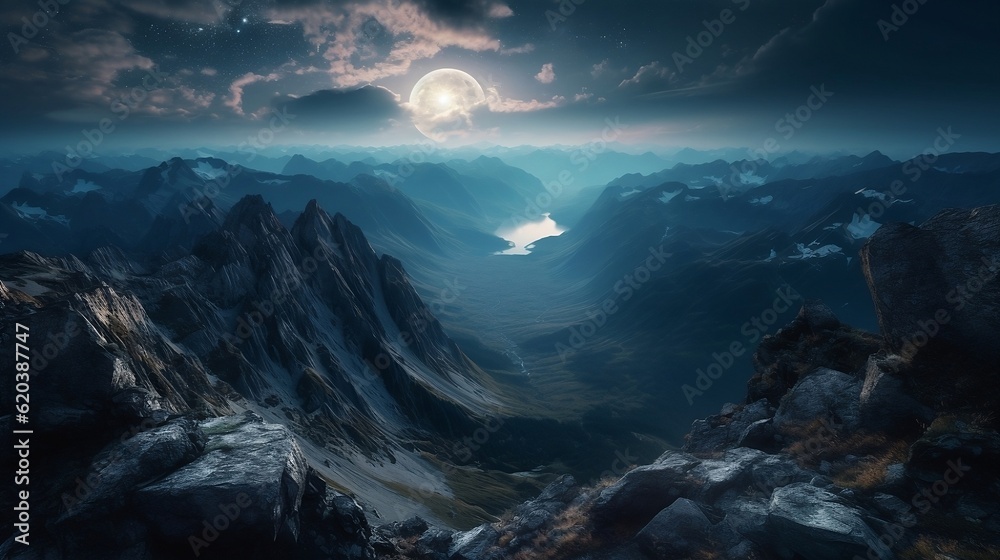 moonlight penetrates the mountains