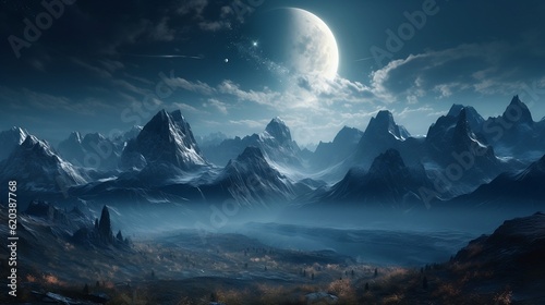 mountain view with moon © LANDSCAPE LOOKS