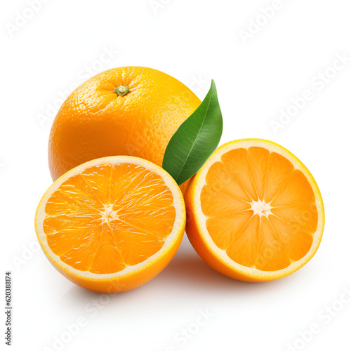 Illustration  AI generation. Oranges on a white background.