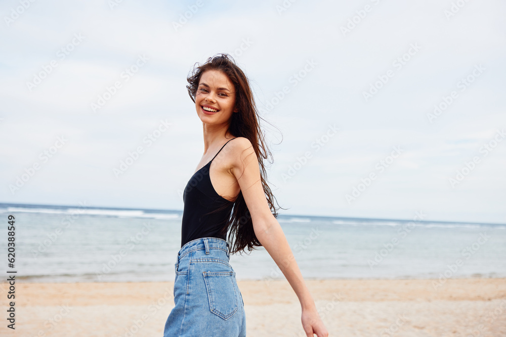 woman ocean smile young adult nature sea sand vacation summer beach woman ocean smile young adult nature sea sand vacation summer beach