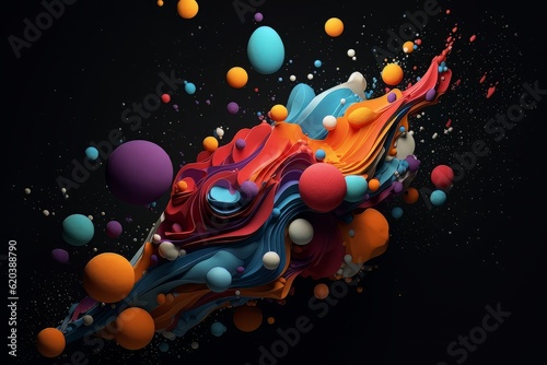 Abstract psychedelic background futuristic bright bumps and balls. AI