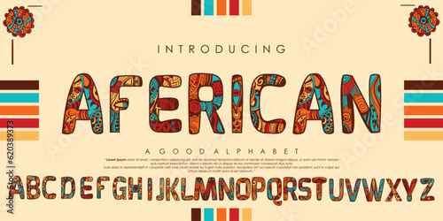 Photographie AFRICAN culture font with a Tribal African ethnic seamless pattern is the best concept for Black History Month and Juneteenth Freedom or Emancipation Day