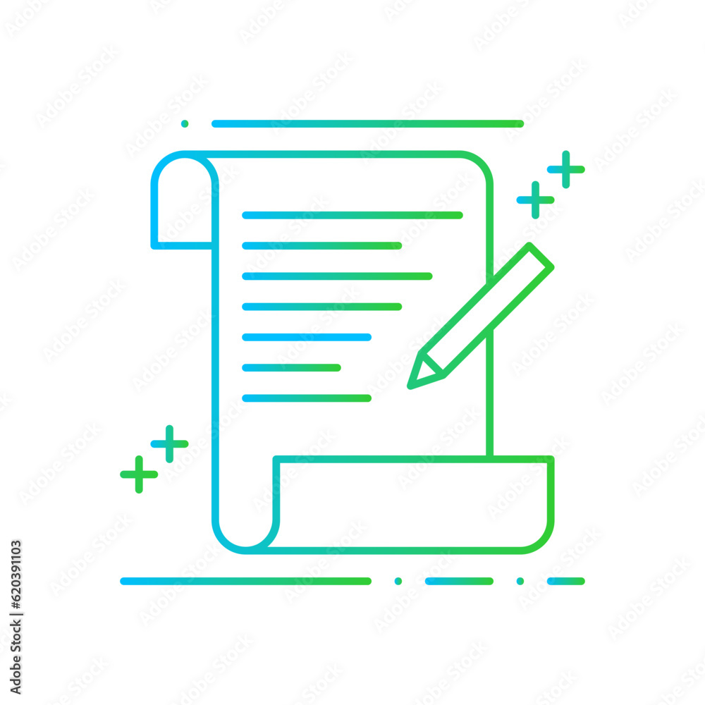 Article Writing Business and Finance icon with blue and green gradient style. text, creative, letter, write, paper, document, message. Vector illustration Article Writing Business and Finance icon with blue and green gradient style. text, creative, letter, write, paper, document, message. Vector illustration
