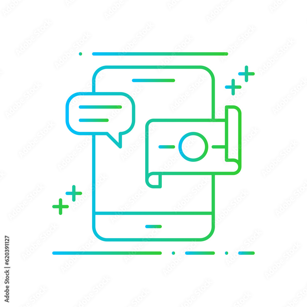 Cheque Payment Business and Finance icon with blue and green gradient style. banking, money, credit, pay, check, bill, transaction, transfer. Vector illustration