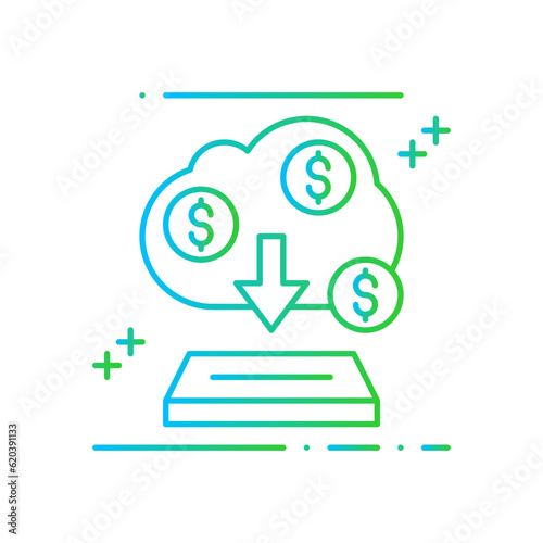 Funding Platform Business and Finance icon with blue and green gradient style. crowdfunding, investment, digital, social, collaboration, economy, revenue. Vector illustration