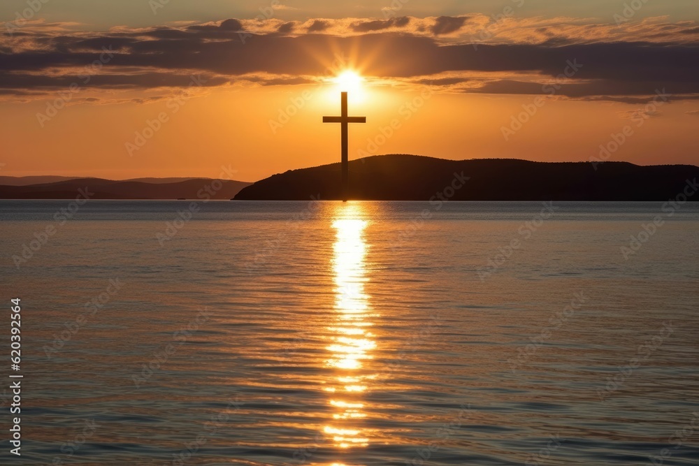 cross christ jesus with sun rays