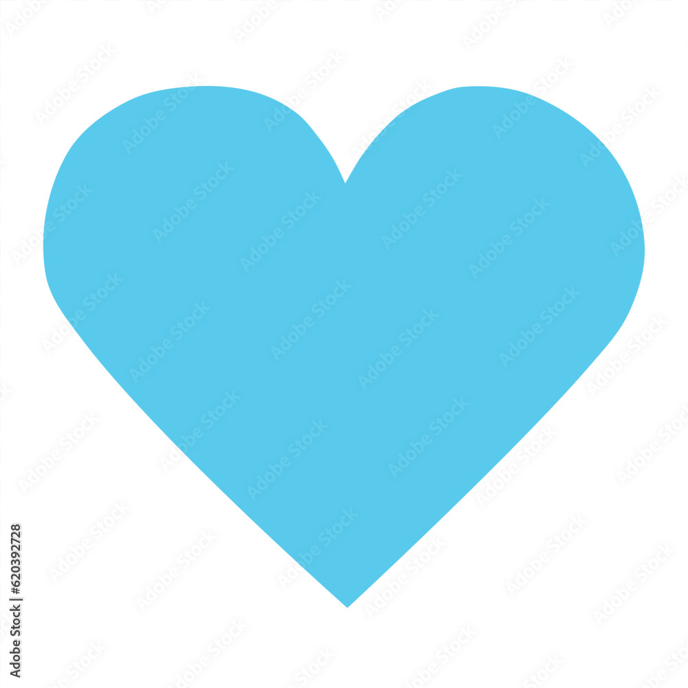 Flat design of blue heart on white