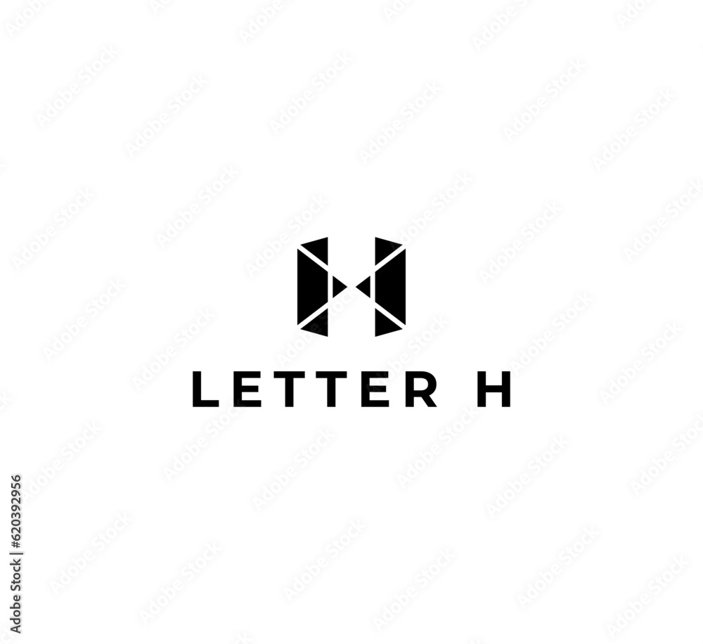 Fototapeta premium Abstract Initial Letter H Logo. Black Geometric Hexagonal Line Style.