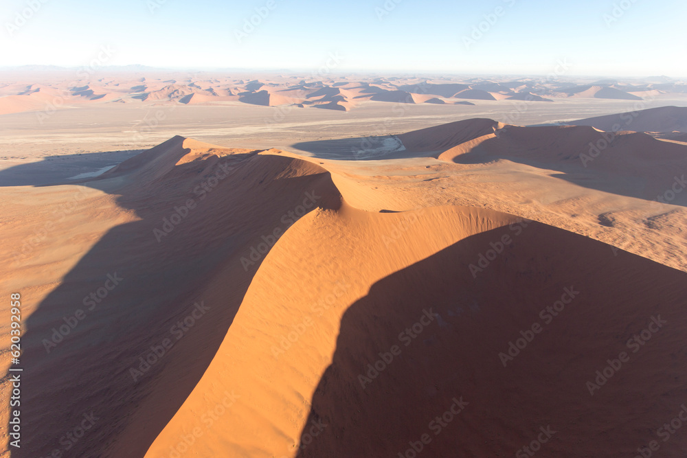 An helicopter view of desert in Sossusvlei