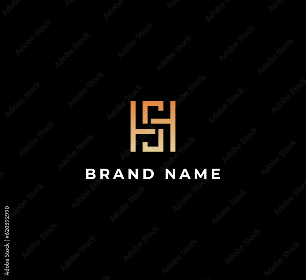 Modern trendy minimal monogram HS SH H S square shaped business