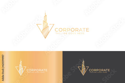 Building Construction Skyline City and Town Business Development Luxury Concept Logo