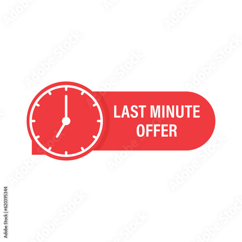 red last minute offer sticker. flat cartoon trend modern simple promotion logotype graphic design isolated on white background. concept of have time to buy at a bargain price and week sale