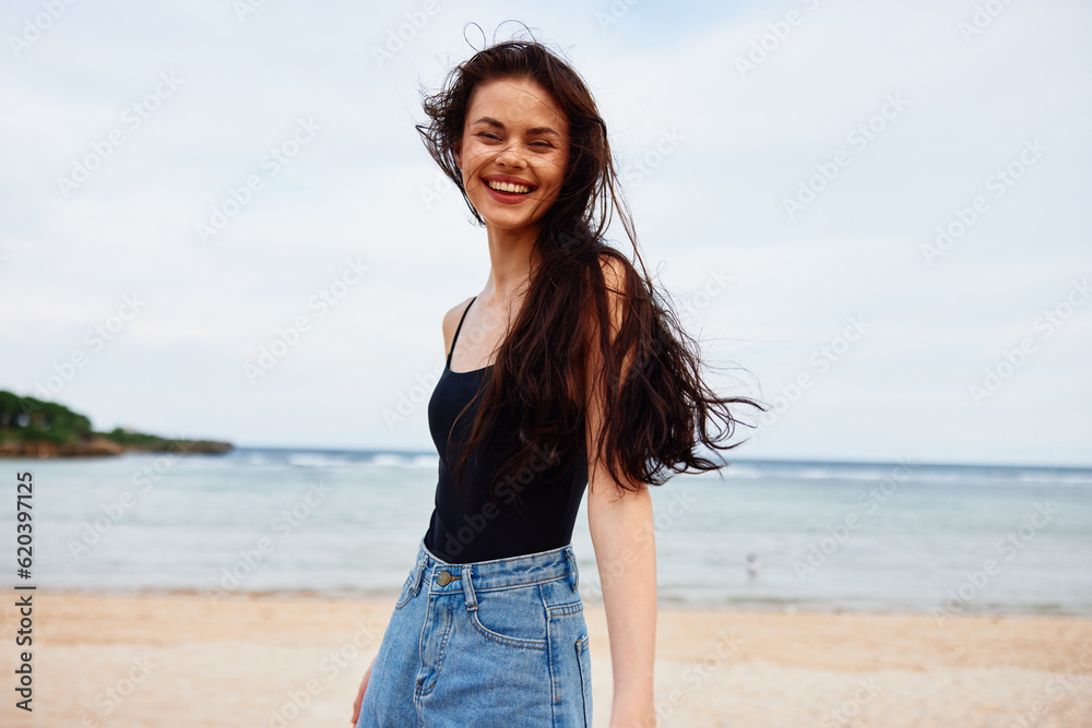 smile woman young sea nature vacation beach sand ocean leisure summer smile woman young sea nature vacation beach sand ocean leisure summer