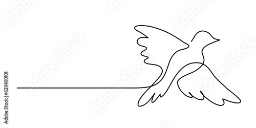Continuous line art of a bird. Lineart vector illustration.