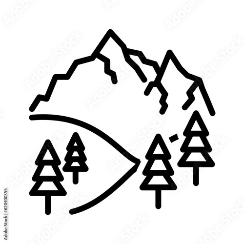 Black line icon for Valley