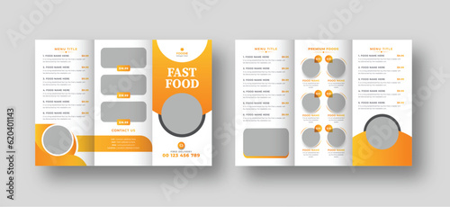 Fast food trifold brochure flyer template design, Food menu trifold brochure, food menu Brochure