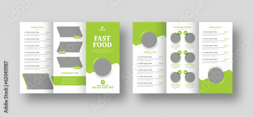 Healthy Food Brochure Layout, Fast food trifold brochure flyer template design