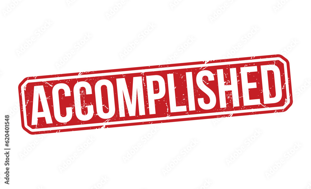 Accomplished Red Rubber grunge Stamp vector design. Accomplished Red Rubber grunge Stamp vector design.