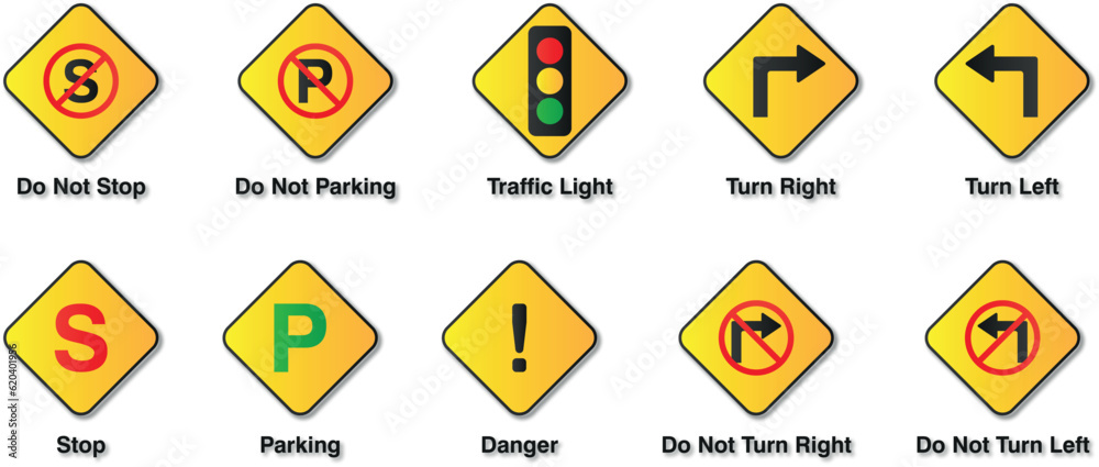 set of warning signs set of warning signs