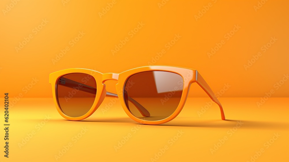 Modern fashionable glasses isolated on yellow background.