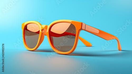 Modern fashionable glasses isolated on yellow background.