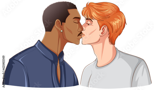 LGBTQ gay couple kissing each other
