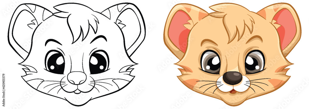 Coloring Page Outline of Cute Tiger Coloring Page Outline of Cute Tiger