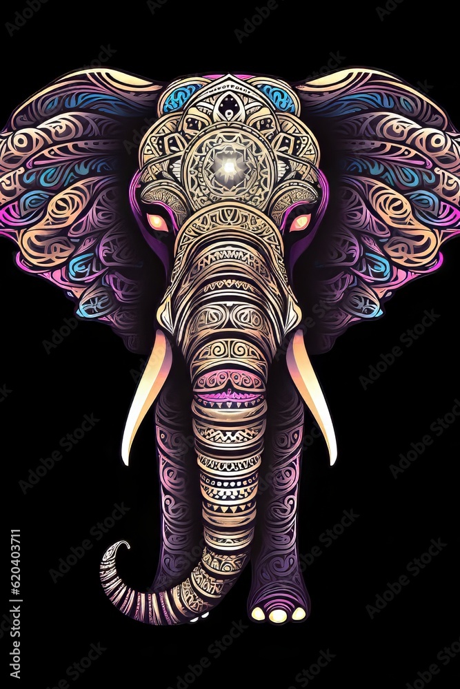 Obraz premium Vibrant Elephant Line Art