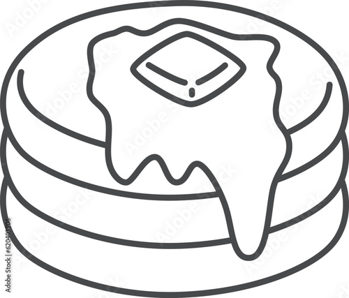 スイーツの線画単品アイコンイラスト　ホットケーキ
