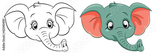 Coloring Page Outline of Cute Elephant