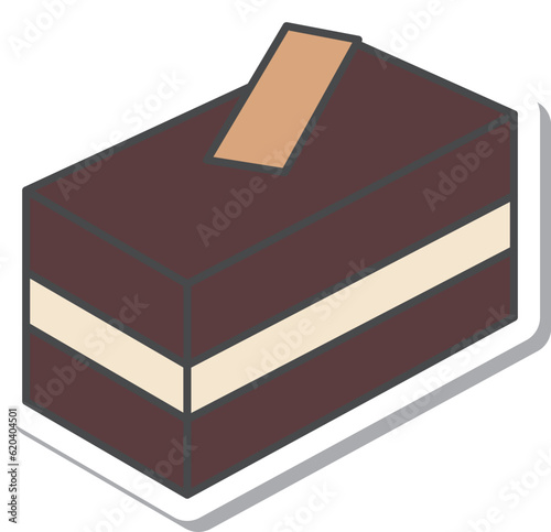 スイーツのステッカー風単品アイコンイラスト　チョコケーキ