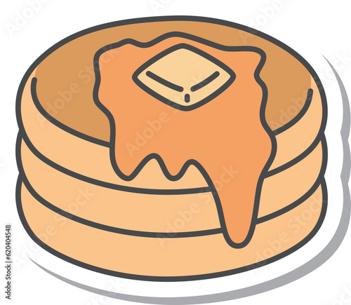 スイーツのステッカー風単品アイコンイラスト　ホットケーキ