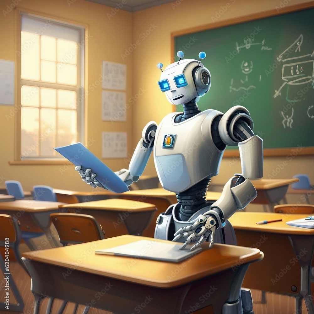 Naklejka premium Robot as a teacher. IA-generated.