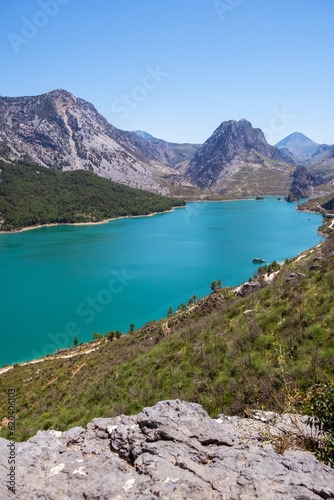 Oymapinar Lake, Turkey. Green Canyon in Manavgat region, Turkey. Emerald water reservoir behind the dam Oymapinar. A beautiful reservoir surrounded by high mountains.