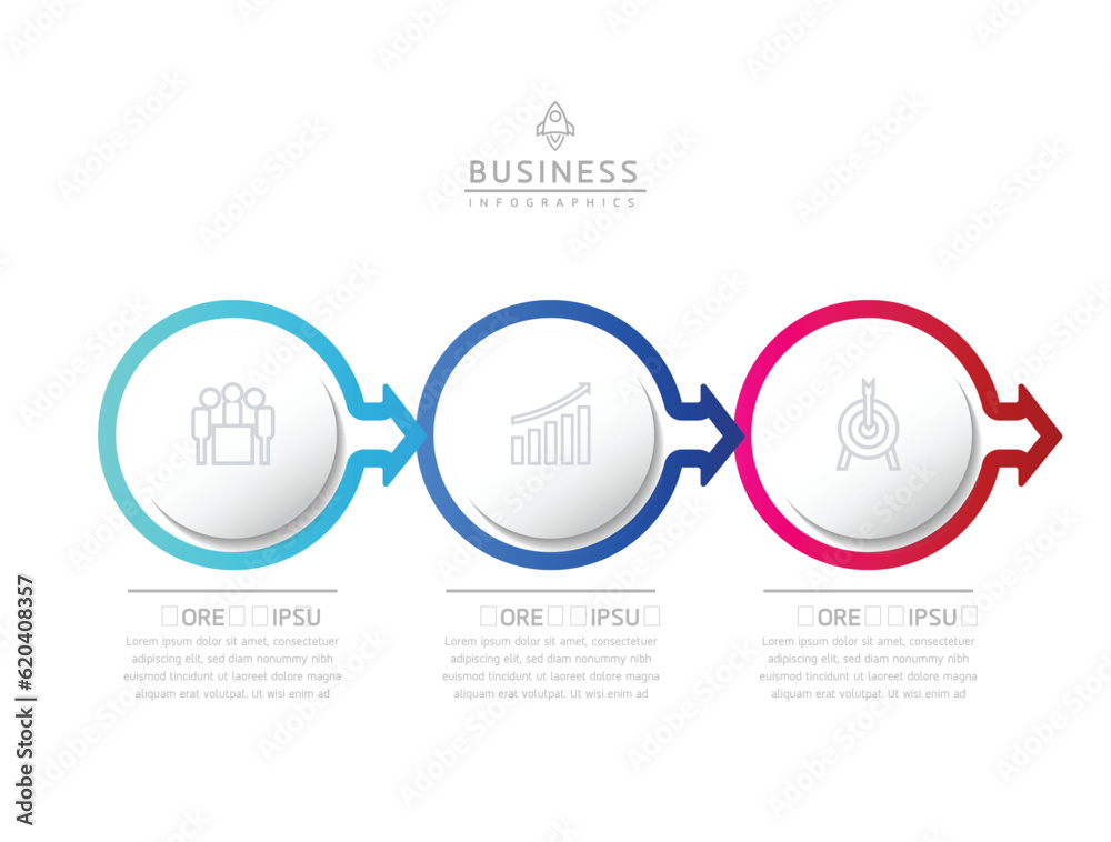 Vector infographic business presentation template with circular interconnection with 3 options. Vector infographic business presentation template with circular interconnection with 3 options.