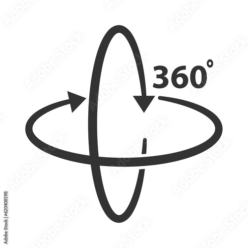 Vector illustration of 360 degree view icon in dark color and transparent background(PNG).
