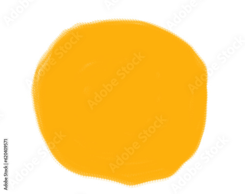 An isolated orange circle text block with space for copy or logo