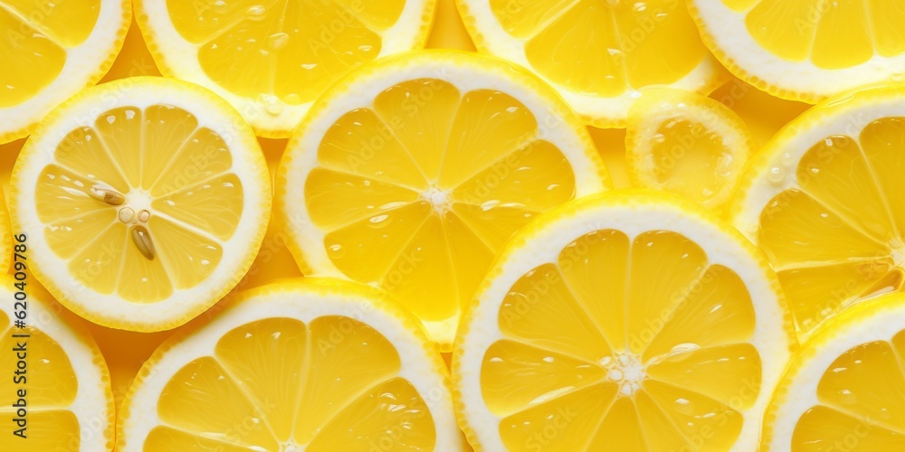 Lemon slices background. Generative AI image Lemon slices background. Generative AI image