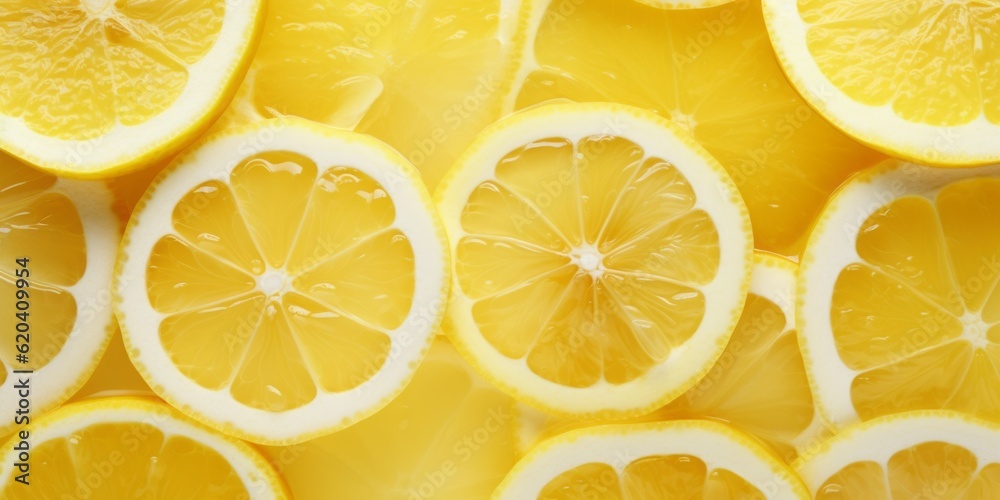 Lemon slices background. Generative AI image