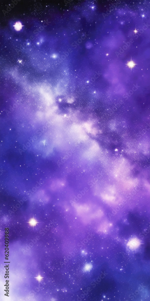 Obraz premium Cosmic background with stars, fantastic galaxy, watercolor, beautiful background for phones and smartphones.Generative AI
